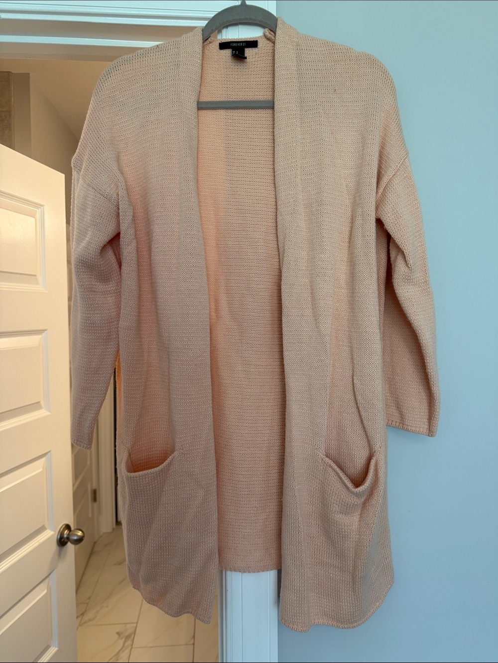 Forever 21 Peach Open-Front Knit Cardigan